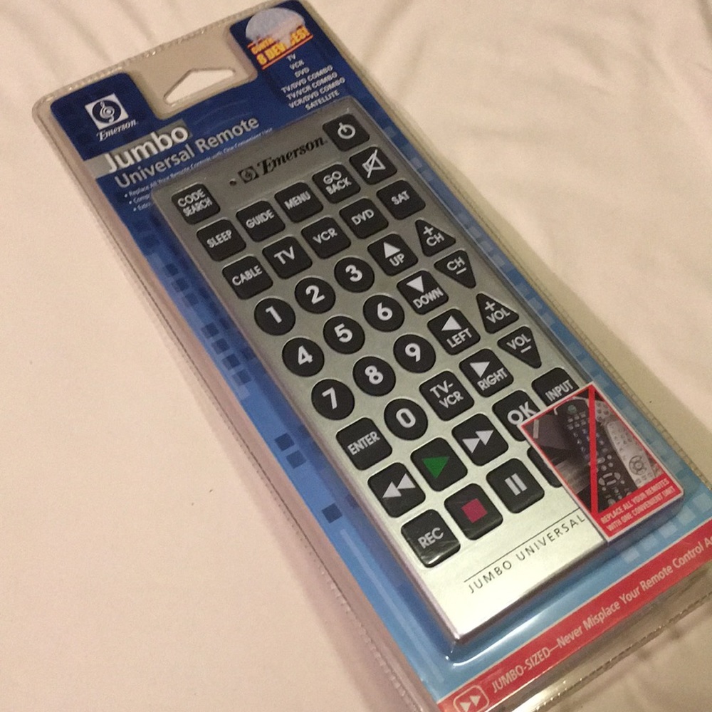 Jumbo universal remote TV VCR DVD